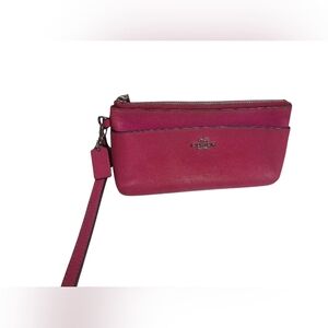 Coach Fuchsia Pink Leather Wristlet Clutch #52334